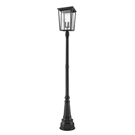 Z-Lite Seoul 3 Light Outdoor Post Mounted Fixture, Black & Clear 571PHXLR-564P-BK